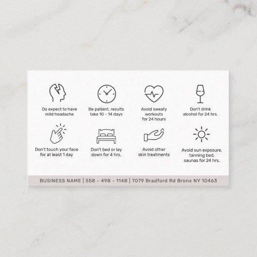 Moderne Visitekaartje van de Botox Instructies voo (Achterkant)