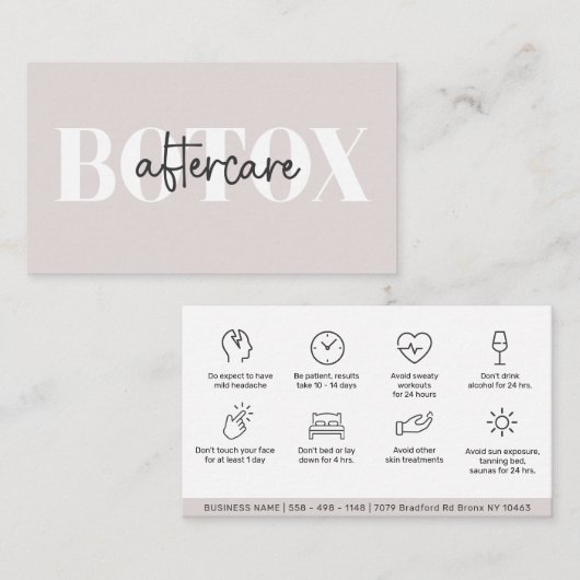 Moderne Visitekaartje van de Botox Instructies voo (Voorkant / Achterkant)