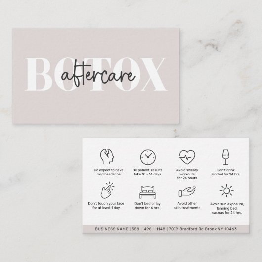 Moderne Visitekaartje van de Botox Instructies voo (Voorkant / Achterkant)
