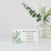 Moderne Visitekaartje van groene en blauwe bloemen (Staand voorkant)