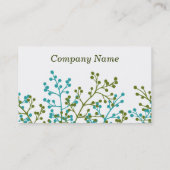 Moderne Visitekaartje van groene en blauwe bloemen (Achterkant)