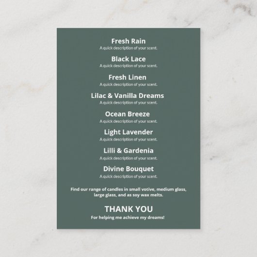 Moderne Visitekaartje van het assortiment van bota (Achterkant)