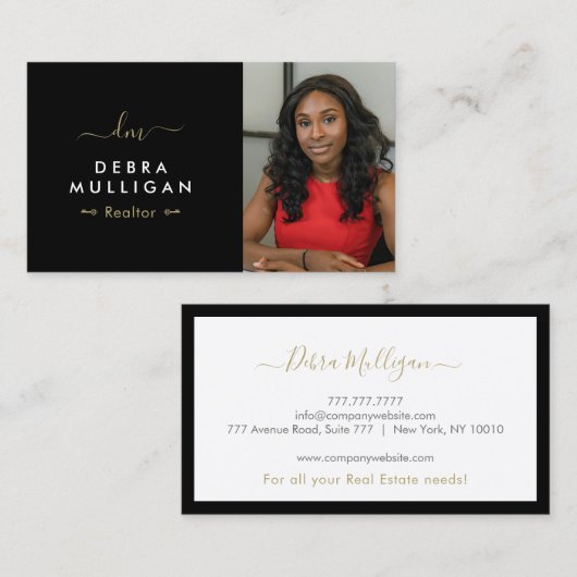 Moderne Visitekaartje van het monogram onroerend g (Voorkant / Achterkant)