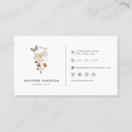 Moderne Visitekaartje van wilde bloemen (Voorkant)