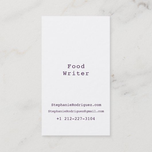 Moderne Visitekaartje voor kleurrijke levensmiddel (Achterkant)