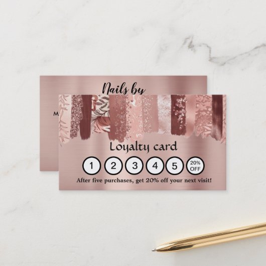 Moderne Visitekaartje voor loyaliteit bij penseels Afsprakenkaartje (Voorkant / Achterkant in situ)