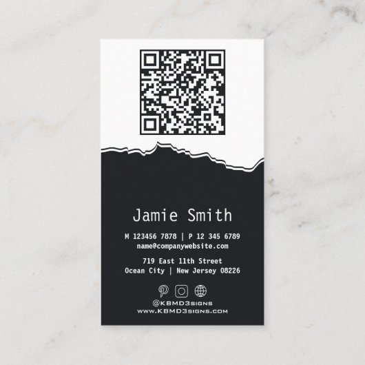 Moderne Visitekaartje voor witte en zwarte fotogra (Achterkant)