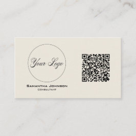 Moderne Visitekaartje voor zwart-wit en crème QR-c