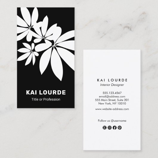 Moderne Visitekaartje voor zwart-witbladeren en bl (Voorkant / Achterkant)