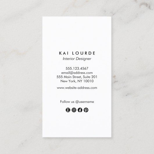 Moderne Visitekaartje voor zwart-witbladeren en bl (Achterkant)