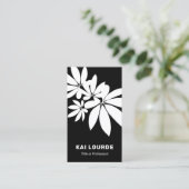 Moderne Visitekaartje voor zwart-witbladeren en bl (Staand voorkant)