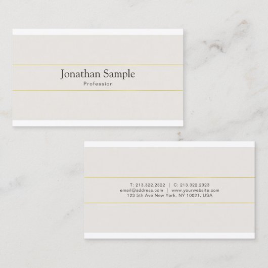 Moderne Visitekaartjes Eenvoudige Sjabloon Gold St (Voorkant / Achterkant)