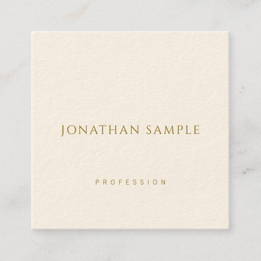 Moderne Visitekaartjes Gold Text Elegant Square (Voorkant)