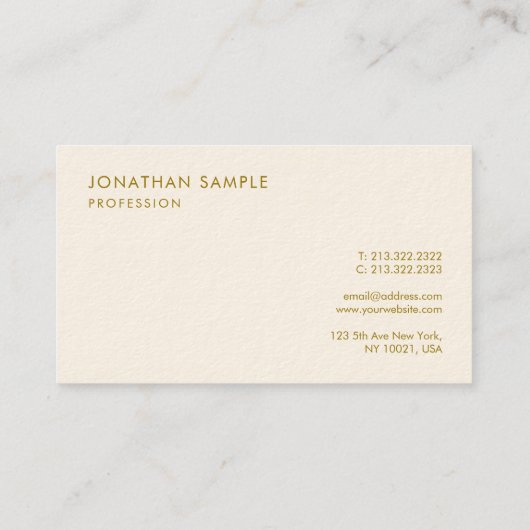 Moderne Visitekaartjes Gold Text Luxury Sjabloon (Achterkant)