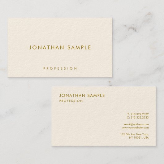 Moderne Visitekaartjes Gold Text Luxury Sjabloon (Voorkant / Achterkant)