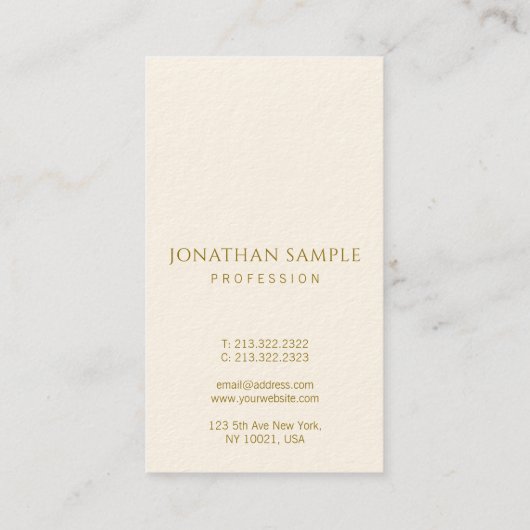 Moderne Visitekaartjes Gold Text Sjabloon verticaa (Achterkant)