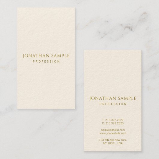 Moderne Visitekaartjes Gold Text Sjabloon verticaa (Voorkant / Achterkant)