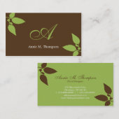 Moderne Visitekaartjes met bladeren - cacao/groen (Voorkant / Achterkant)