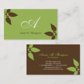 Moderne Visitekaartjes met bladeren - groen/cacao (Voorkant / Achterkant)