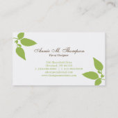 Moderne Visitekaartjes met bladeren - groen/wit (Achterkant)