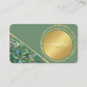 Moderne Visitekaartjes met groene en goudkristal (Voorkant)