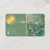Moderne Visitekaartjes met groene en goudkristal (Achterkant)