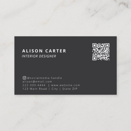 Moderne Visitekaartjes | QR-code + Logo | Aszwart (Voorkant)