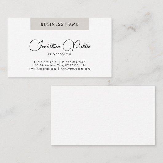 Moderne Visitekaartjes Script Name Custom Sjabloon (Voorkant / Achterkant)