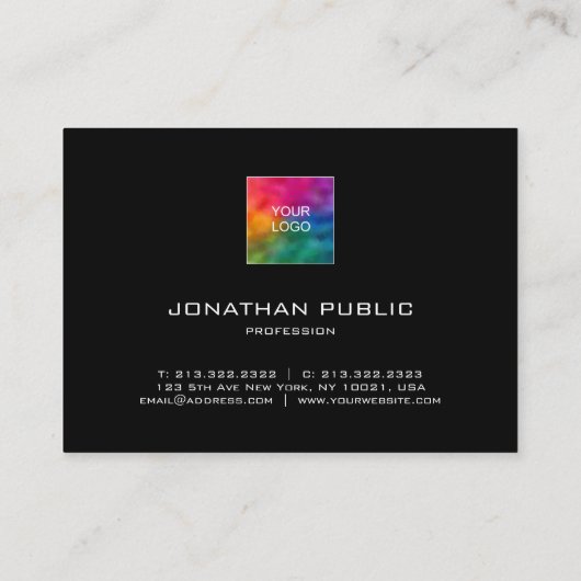 Moderne Visitekaartjes Voeg Logo zwart toe uploade (Achterkant)