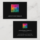 Moderne Visitekaartjes Voeg Logo zwart toe uploade (Voorkant / Achterkant)