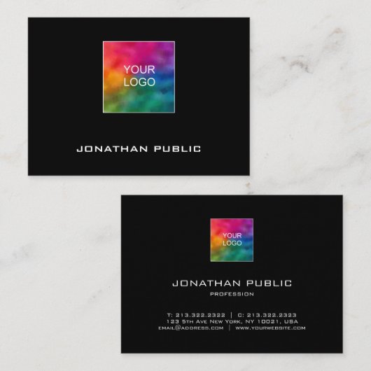 Moderne Visitekaartjes Voeg Logo zwart toe uploade (Voorkant / Achterkant)