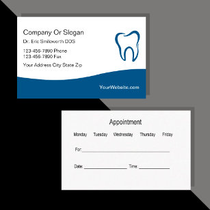 Moderne Visitekaartjes voor benoeming van tandarts Afsprakenkaartje