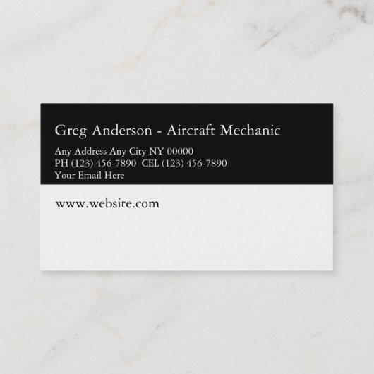 Moderne Visitekaartjes voor mechanische Vliegtuig (Achterkant)