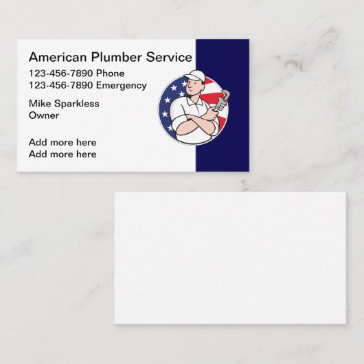 Moderne Visitekaartjes voor patriottisch plamber (Voorkant / Achterkant)