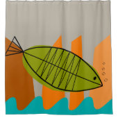 Moderne viskunst uit de middeleeuwen douchegordijn (Voorkant)