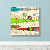 Moderne viskunst uit het midden van de eeuw Abstra Canvas Afdruk (Insitu (Houten vloer))