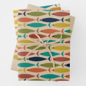 Moderne vispatronen uit de Mideeuw Inpakpapier Vel (In situ)