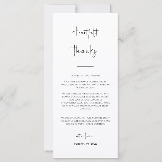 Moderne viva Magenta Dank u het Menu van de Plaats (Achterkant)