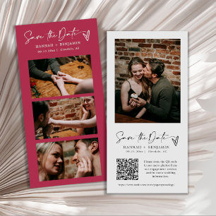 Moderne Viva Magenta fotocabine strook QR-code Save The Date
