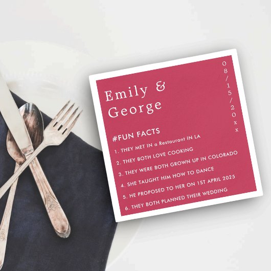 Moderne Viva Magenta Stijlvolle Leuke Feiten Trouw Servet