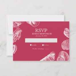 Moderne Viva Magenta Strand Schelp RSVP Kaart