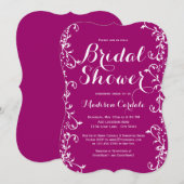Moderne Vlaamse magenta Bridal Shower-uitnodiginge Kaart (Voorkant / Achterkant)