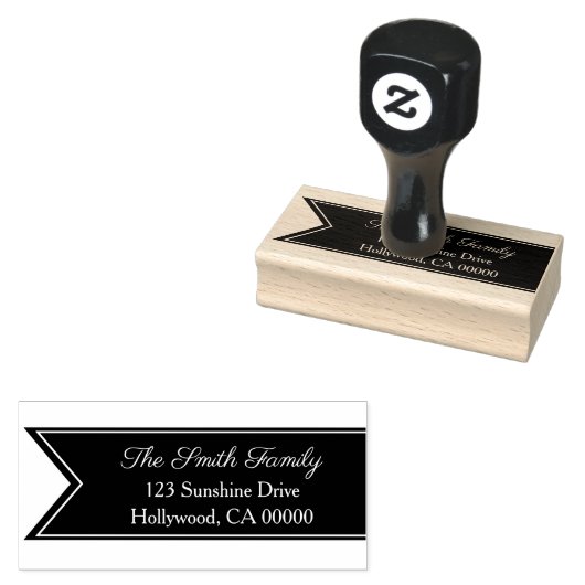 Moderne vlag, lint en familienaam rubberstempel (Gestempeld)