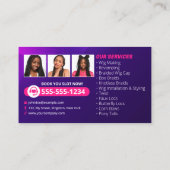 Moderne vlechtende Salon Haarextensies Vlechten Pr Visitekaartje (Achterkant)