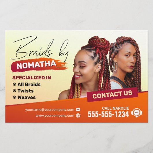 Moderne vlechtsalon vlechtstyliste Haarstylist Flyer (Voorkant)