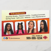 Moderne vlechtsalon vlechtstyliste Haarstylist Flyer (Achterkant)