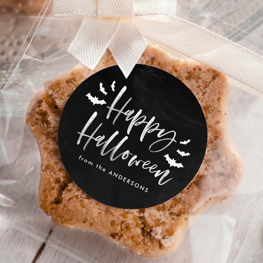 Moderne vleermuizen Happy Halloween Ronde Sticker