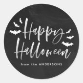 Moderne vleermuizen Happy Halloween Ronde Sticker (Voorkant)