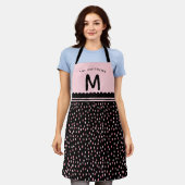 Moderne Vlekken Aangepaste Naam & Monogram Roze &  Schort (Gedragen)