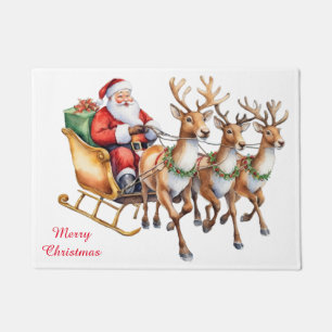 Moderne Vliegende Santa Sleigh Reindeer Deurmat